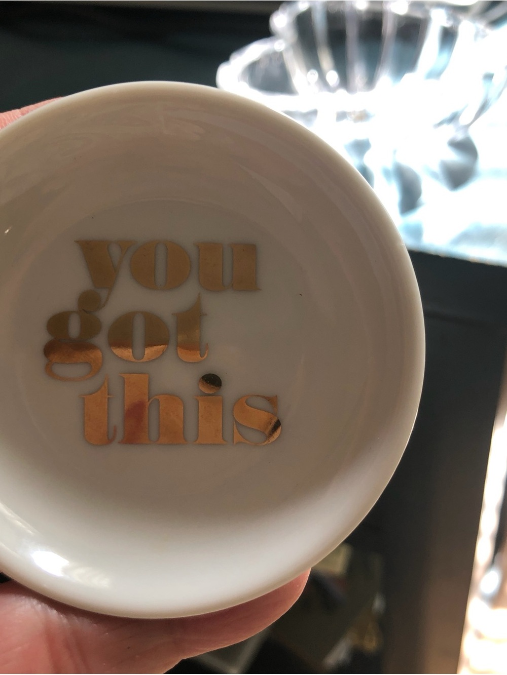 Fringe Studio White Ceramic Dish with Gold Foil 'You Got This'